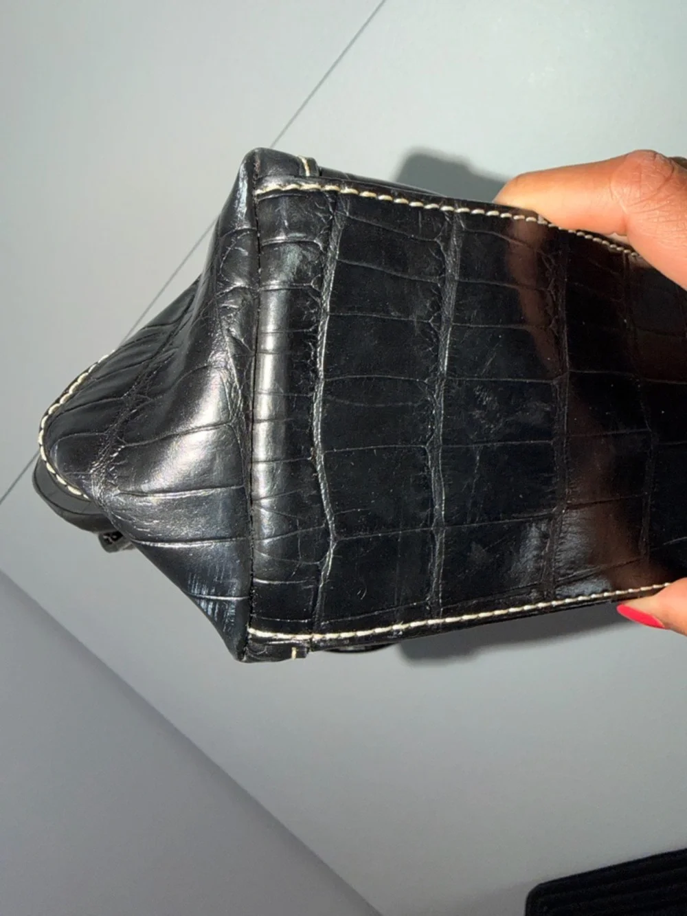 Liz Claiborne Black Croc-Embossed Shoulder Tote - Picture 6 of 16